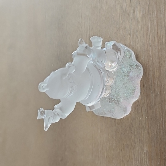 Frosted Acrylic Santa Ornament with Puppy & Bird – 3" Christmas Decoration - Picture 5 of 8